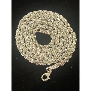 Solid 925 Sterling Silver 30” Rope Chain Unisex Necklace 4mm Diamond Cut 57.78g